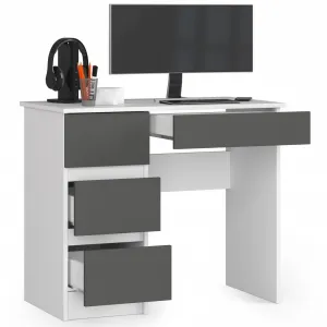 Ak furniture Písací stôl A-7 90 cm bílý/šedý levý
