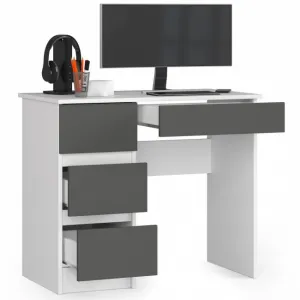 Ak furniture Písací stôl A-7 90 cm bílý/šedý levý