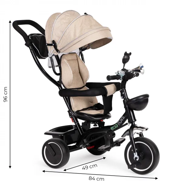 Dětská tříkolka - kočárek Ecotoys BeBe béžová