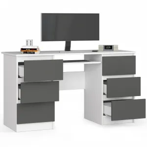 Ak furniture Psací stůl A-11 135 cm bílý/grafitově šedý