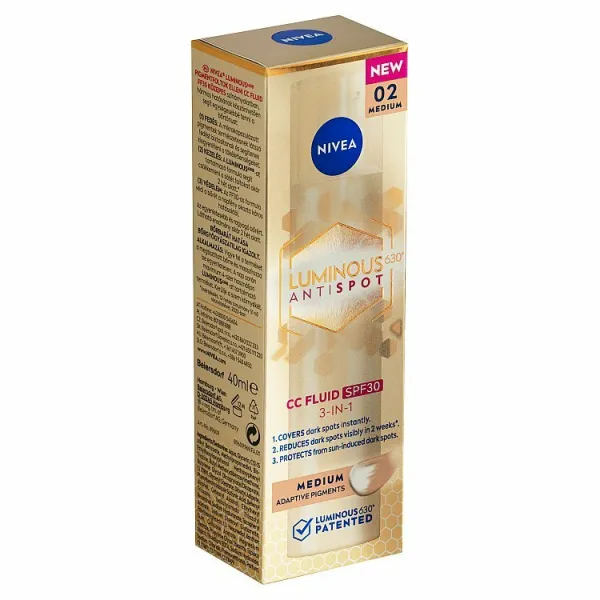 NIVEA Luminous 630 Anti Spot rozjasňujúci CC krém SPF 30 odtieň Medium 40 ml