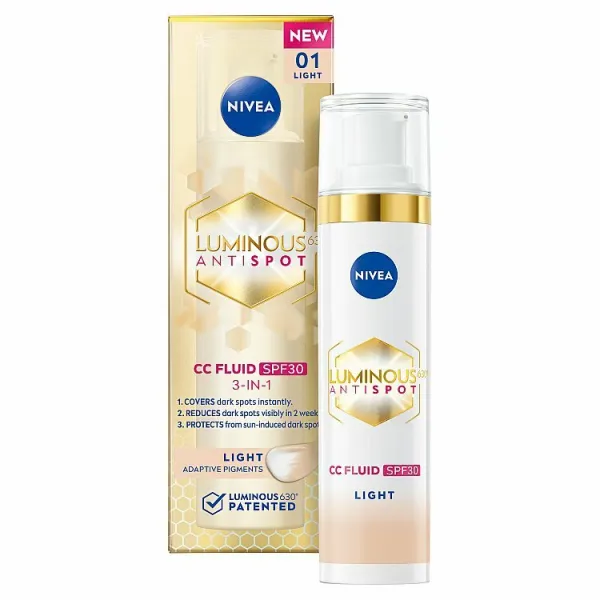 NIVEA Luminous 630 Anti Spot rozjasňujúci CC krém SPF 30 odtieň Light 40 ml