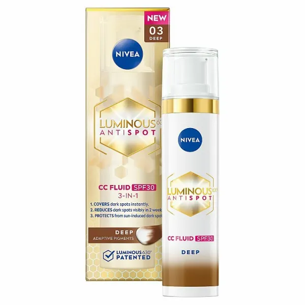 NIVEA Luminous 630 Anti Spot rozjasňujúci CC krém SPF 30 odtieň Deep 40 ml