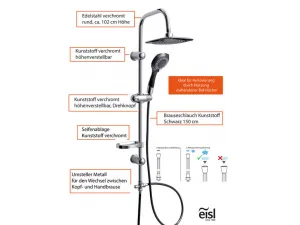 Eisl Eisl - Sprchový set bez batérie SHOWER DREAM, chróm / čierna DXLD60088CS DXLD60088CS