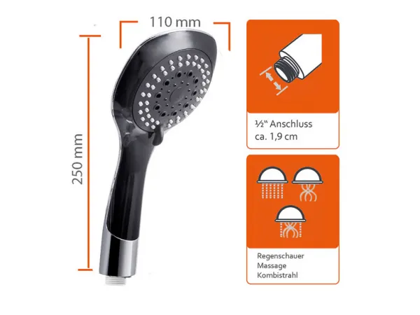 Eisl Eisl - Sprchový set bez batérie SHOWER DREAM, chróm / čierna DXLD60088CS DXLD60088CS