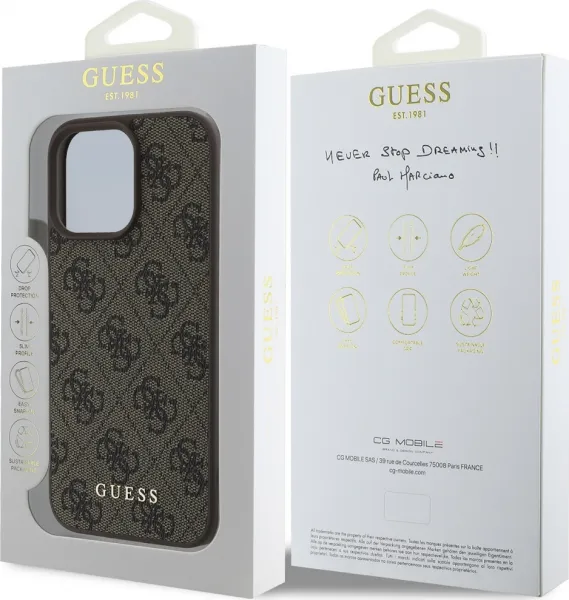 Guess 4G Charm Kryt pre iPhone 16 Pro Max, Hnedý