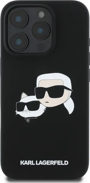 Karl Lagerfeld Liquid Silikónový K&CH MagSafe kryt pre Apple iPhone 16 Pro Max, Karl Lagerfeld, Čierny