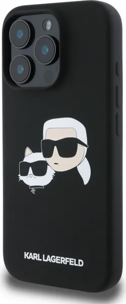 Karl Lagerfeld Liquid Silikónový K&CH MagSafe kryt pre Apple iPhone 16 Pro Max, Karl Lagerfeld, Čierny