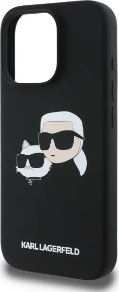 Karl Lagerfeld Liquid Silikónový K&CH MagSafe kryt pre Apple iPhone 16 Pro Max, Karl Lagerfeld, Čierny