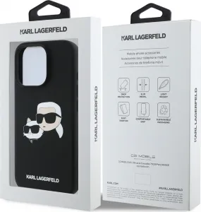 Karl Lagerfeld Liquid Silikónový K&CH MagSafe kryt pre Apple iPhone 16 Pro Max, Karl Lagerfeld, Čierny