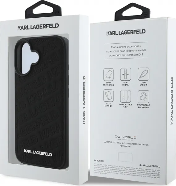 Karl Lagerfeld Quilted Pattern Kryt pre iPhone 16, Čierny