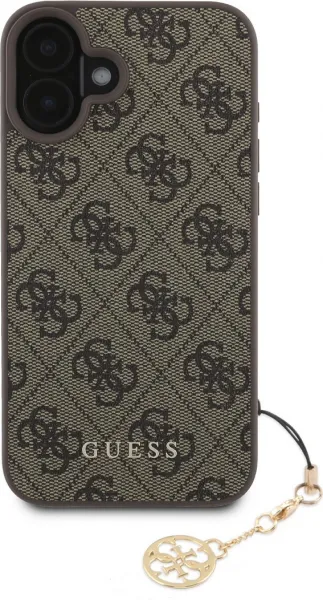 Guess 4G Charm Kryt pre iPhone 16 Plus, Hnedý