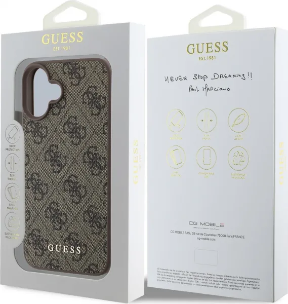 Guess 4G Charm Kryt pre iPhone 16 Plus, Hnedý