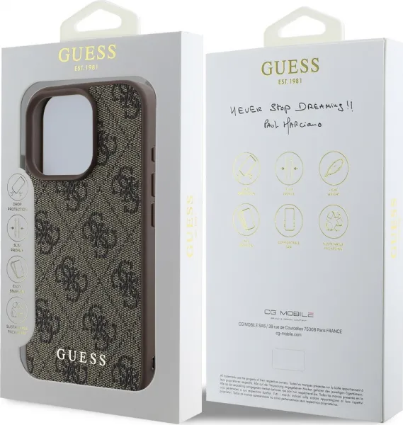Guess 4G Charm Kryt pre iPhone 16 Pro, Hnedý