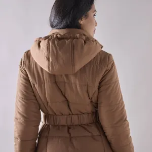 Krátka nepremokavá prešívaná bunda s opaskom, na zips