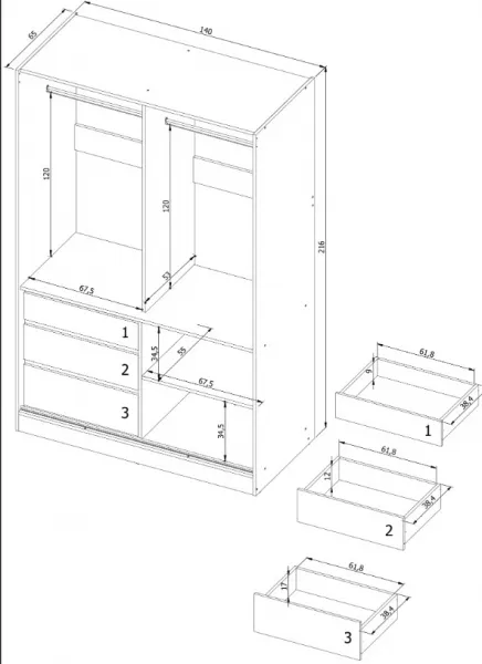 ArtAdrk Šatníková skriňa HAIDAR  | biela 140 cm