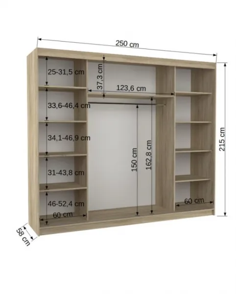 ArtAdrk Šatníková skriňa  ANTOS | dub sonoma 250 cm