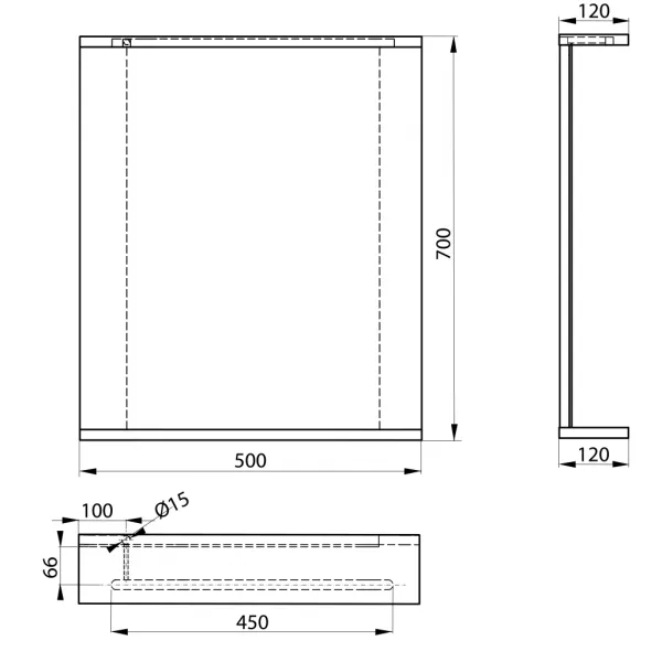 AQUALINE - KORIN STRIP zrkadlo s LED osvetlením 50x70x12cm, dub platin KO995S