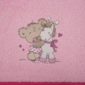 DekorStyle Dětská bavlněná osuška BABY43 Méďa 50x90 cm růžová