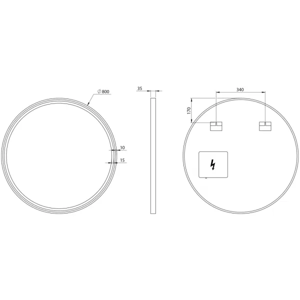 SAPHO - KADRIS guľaté zrkadlo s LED osvetlením, ø 80cm, čierna mat KD080