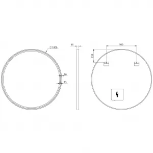 SAPHO - KADRIS guľaté zrkadlo s LED osvetlením, ø 100cm, čierna mat KD100