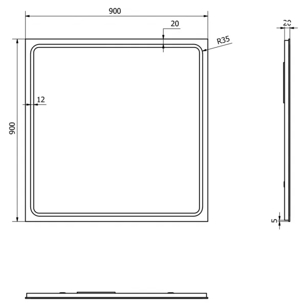 SAPHO - Zrkadlo GEMINI s LED osvetlením 900x900 GM092