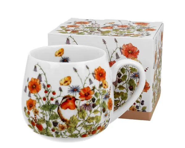 DekorStyle Porcelánový hrnek BARYLKA WILD BIRDS 430 ml bílý