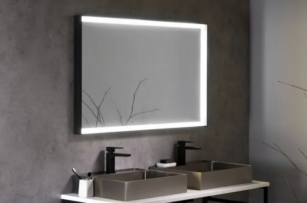 SAPHO - SORT zrkadlo s LED osvetlením 120x70cm, čierna mat ST120