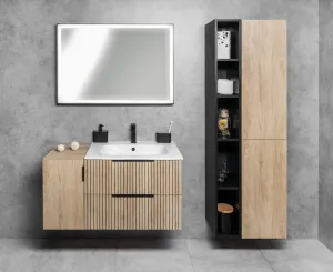 SAPHO - SORT zrkadlo s LED osvetlením 100x70cm, čierna mat ST100