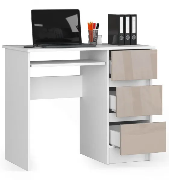 Ak furniture Písací stôl A-6 90 cm biely/cappuccino pravý