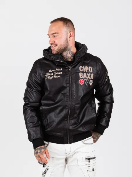Pánska bunda CIPO & BAXX CM215 BLACK Farba: Čierna, Konfekčná veľkosť: L