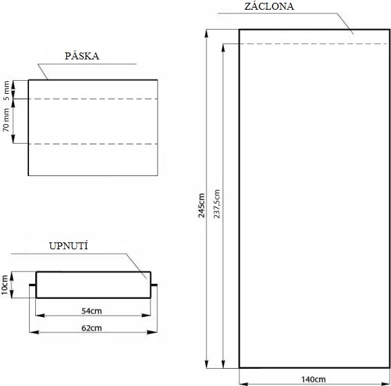 Záves AmeliaHome Blackout s multifunkčnou páskou 140x245 cm biely, veľkosť 140x245