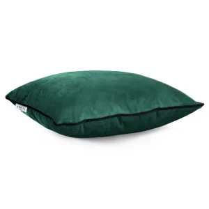 Obliečky na vankúše AmeliaHome Velvet Piping tmavozelené, veľkosť 45x45