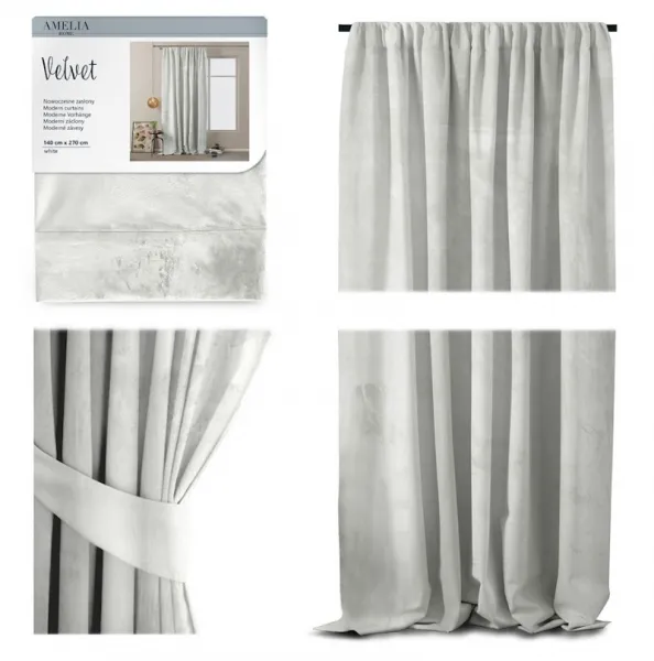 ArtFlhf Tieniaci záves VELVET PLEAT  P | 140 x 270 cm Farba: Silver