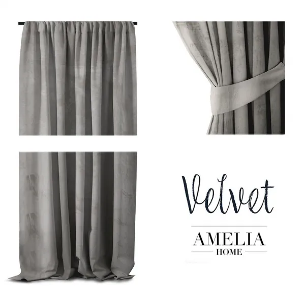 ArtFlhf Tieniaci záves VELVET PLEAT  P | 140 x 270 cm Farba: Silver