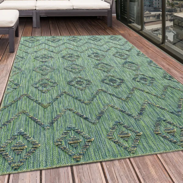 Šnúrkový koberec Bahama 3D Boho zelený