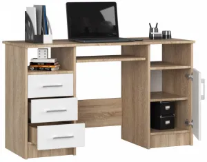 Ak furniture Volně stojící psací stůl Ana 124 cm dub sonoma/bílý
