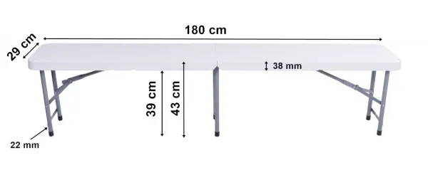 Skladacia lavica pre stravovanie 180 cm biela