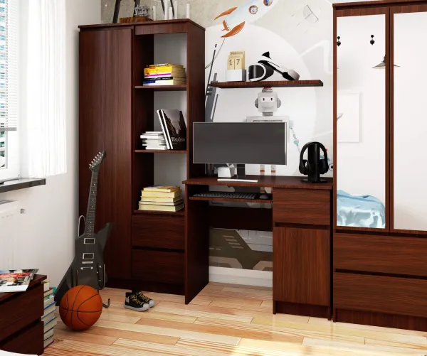 Ak furniture Písací stôl PIKSEL 90 cm wenge pravý