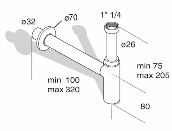Omp Tea Omp Tea, MINITOTI umývadlový sifón 5/4"-32mm, čierna matná, 510.135.5.X