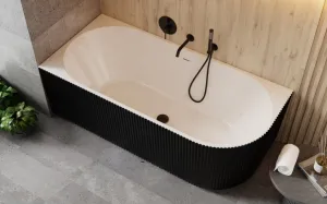 BESCO - Voľne stojaca vaňa DENAYA čierna/biela, sifón so štrbinovým prepadom - Farba - Čierna / biela, Farba sifónu - Čierna, Rozmer vane - 170 × 78 cm, Spôsob prevedenia - Pravé VANDENA170BWPB