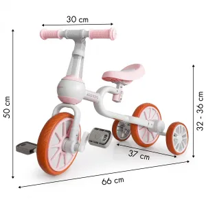 Balančný bicykel 4v1 - rúžový