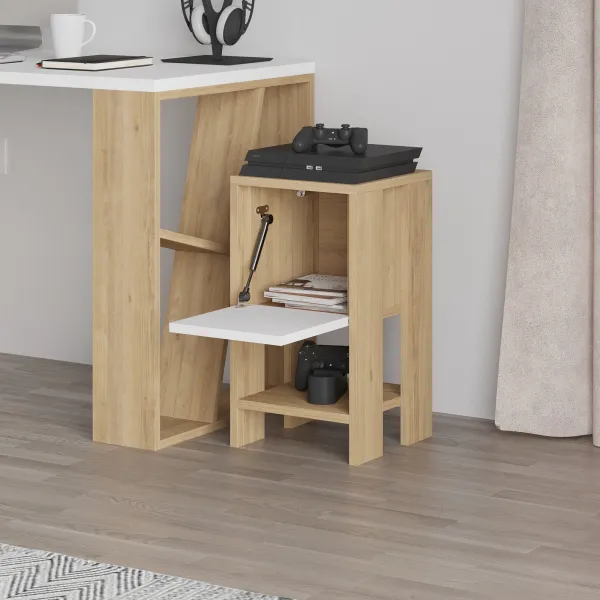 Nočný stolík Houseland EMA dub safírový/biely