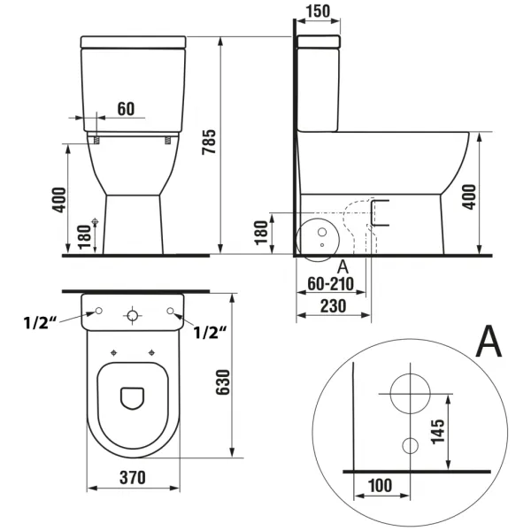 SAPHO - JALTA WC kombi, Rimless, s bidetovým sedátkom CLEAN STAR, spodný/zadný odpad, biela LB402-1