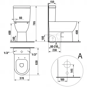 SAPHO - JALTA WC kombi, Rimless, s bidetovým sedátkom CLEAN STAR, spodný/zadný odpad, biela LB402-1