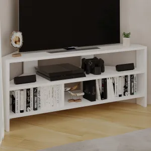 Rohový TV stolík Houseland Thales biely
