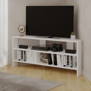 Rohový TV stolík Houseland Thales biely