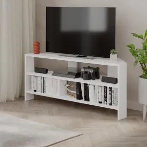 Rohový TV stolík Houseland Thales biely