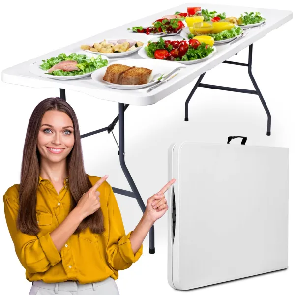 BALI WHITE cateringový stôl skladací kufor 180 cm biely