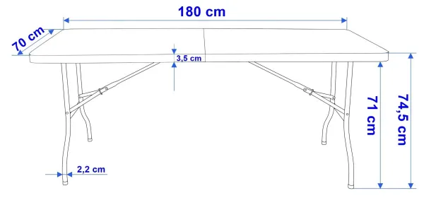 BALI WHITE cateringový stôl skladací kufor 180 cm biely